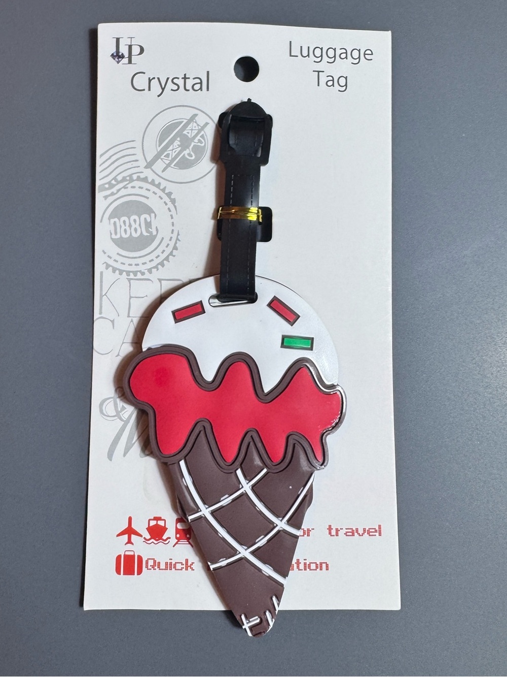 NWT Ice cream Cone Rubber Luggage Tag Bag Identifier Travel Accessory
